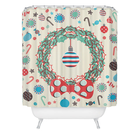 Sam Osborne Christmas Wreath Shower Curtain