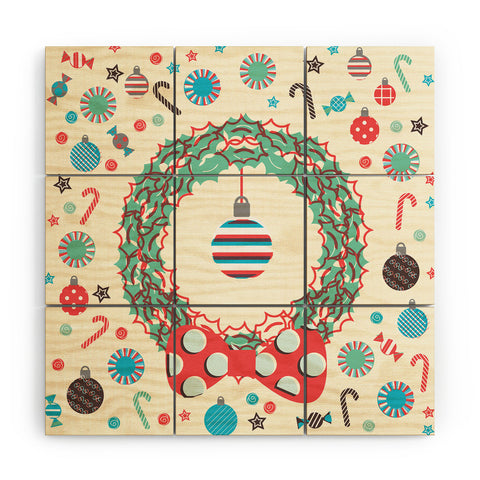 Sam Osborne Christmas Wreath Wood Wall Mural