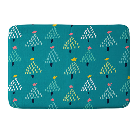 Sam Osborne Dotty Christmas Trees Evergreen Memory Foam Bath Mat