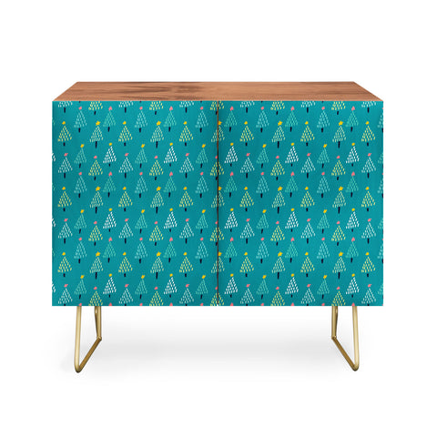 Sam Osborne Dotty Christmas Trees Evergreen Credenza