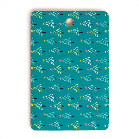 Sam Osborne Dotty Christmas Trees Evergreen Cutting Board Rectangle