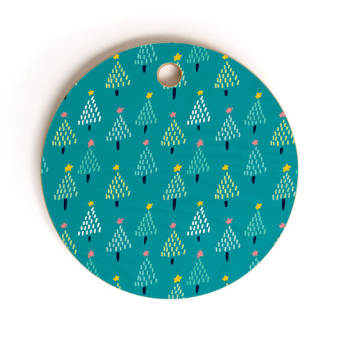 Sam Osborne Dotty Christmas Trees Evergreen Cutting Board Round