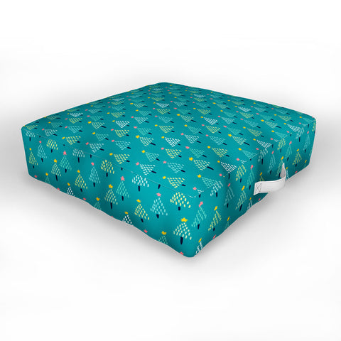 Sam Osborne Dotty Christmas Trees Evergreen Outdoor Floor Cushion