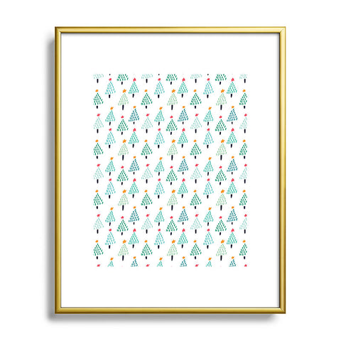Sam Osborne Dotty Christmas Trees Polar Metal Framed Art Print