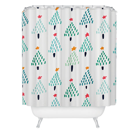 Sam Osborne Dotty Christmas Trees Polar Shower Curtain