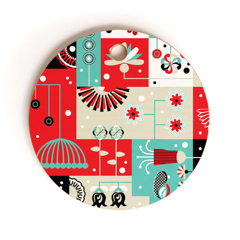 Sam Osborne Floral Grid Cutting Board Round