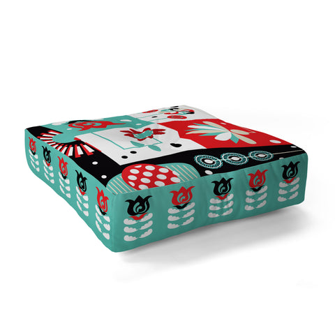 Sam Osborne Floral Grid Floor Pillow Square