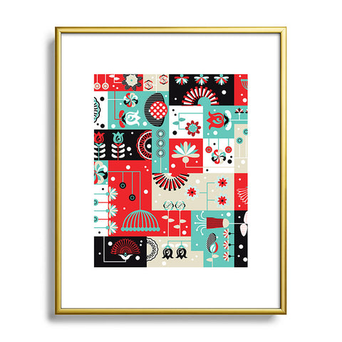 Sam Osborne Floral Grid Metal Framed Art Print