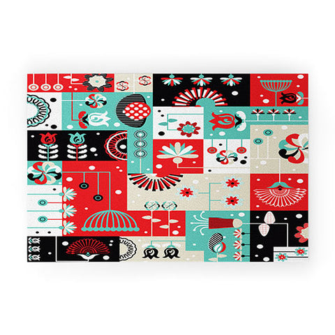 Sam Osborne Floral Grid Welcome Mat