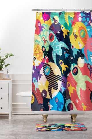 Sam Osborne Invasion Fleet Shower Curtain And Mat