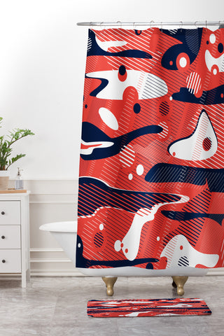 Sam Osborne Moonscape Rust Shower Curtain And Mat