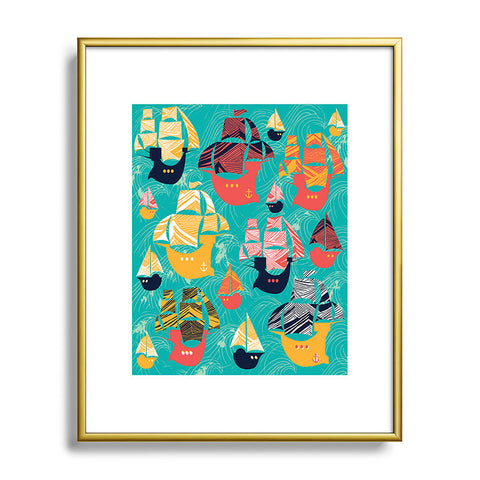 Sam Osborne Pirate Ships Metal Framed Art Print