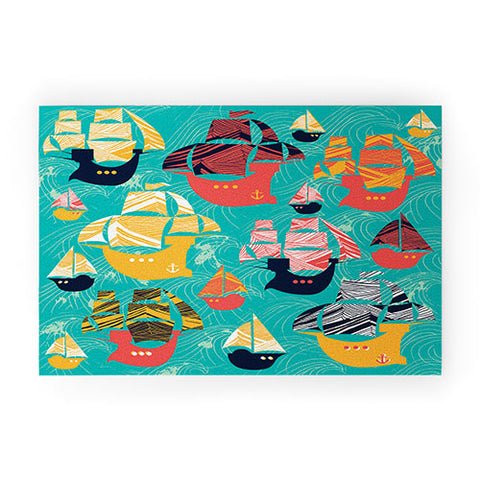 Sam Osborne Pirate Ships Welcome Mat