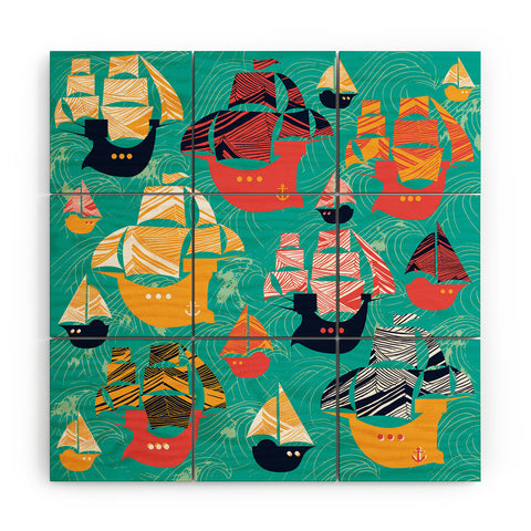 Sam Osborne Pirate Ships Wood Wall Mural