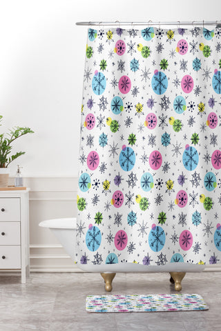 Sam Osborne Snowflake Doodles Shower Curtain And Mat