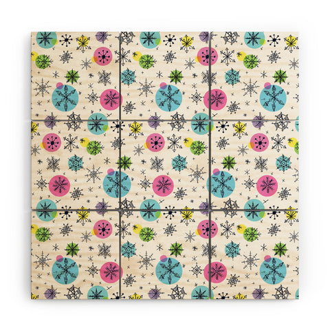 Sam Osborne Snowflake Doodles Wood Wall Mural