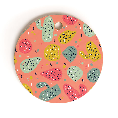 Sam Osborne Sunset Cactus Party Cutting Board Round