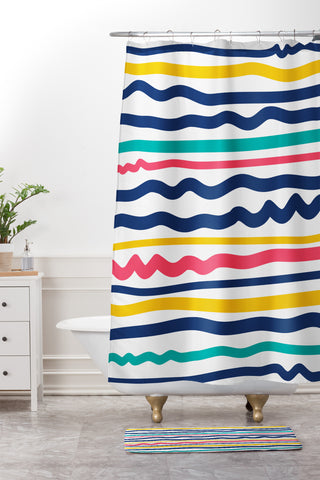 Sam Osborne Wiggle Stripes Shower Curtain And Mat