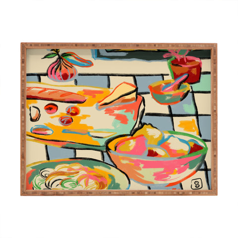 sandrapoliakov BREAD AND PASTA LOVE Rectangular Tray