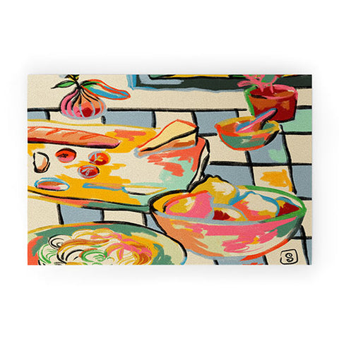 sandrapoliakov BREAD AND PASTA LOVE Welcome Mat