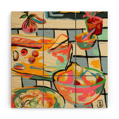 sandrapoliakov BREAD AND PASTA LOVE Wood Wall Mural