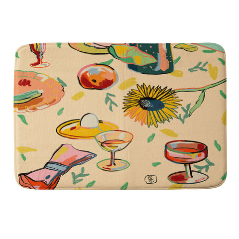 sandrapoliakov COCKTAILS IN THE GARDEN Memory Foam Bath Mat