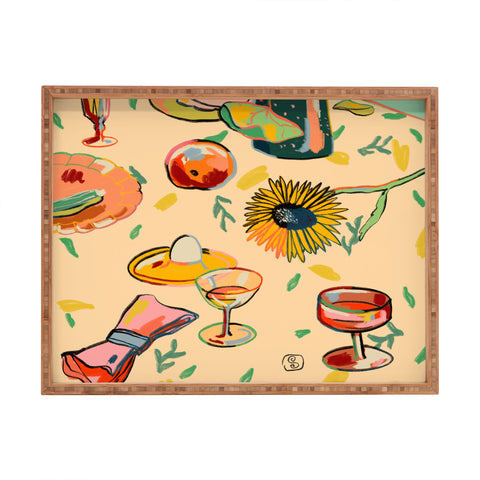 sandrapoliakov COCKTAILS IN THE GARDEN Rectangular Tray