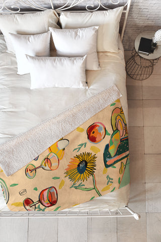 sandrapoliakov COCKTAILS IN THE GARDEN Fleece Throw Blanket