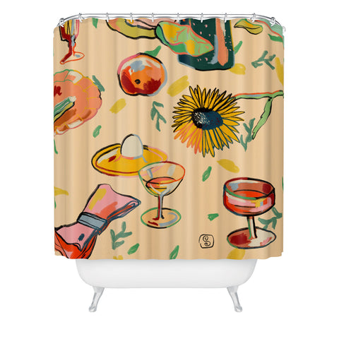 sandrapoliakov COCKTAILS IN THE GARDEN Shower Curtain