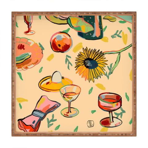 sandrapoliakov COCKTAILS IN THE GARDEN Square Tray