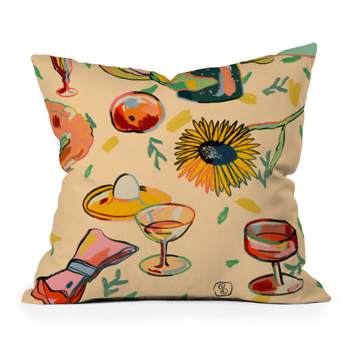 sandrapoliakov COCKTAILS IN THE GARDEN Throw Pillow