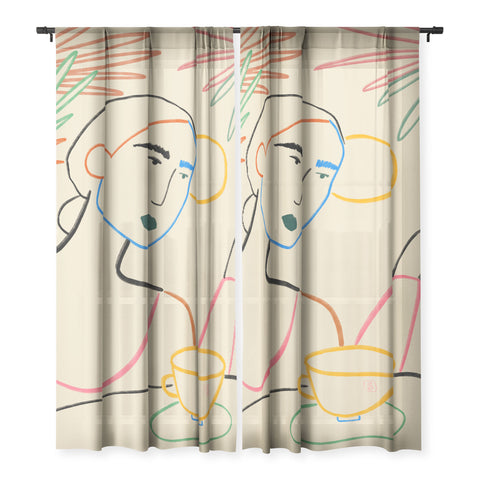 sandrapoliakov COFFEE IN THE GARDEN Sheer Non Repeat