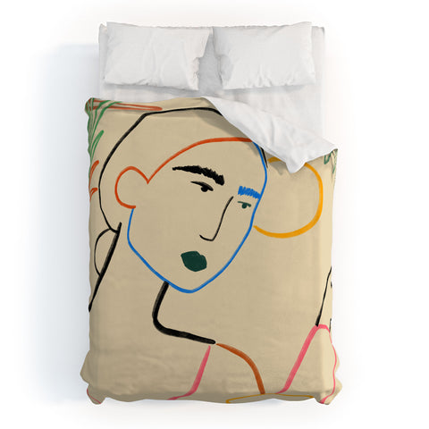 sandrapoliakov COFFEE IN THE GARDEN Duvet Cover