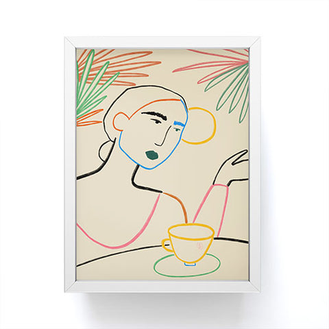 sandrapoliakov COFFEE IN THE GARDEN Framed Mini Art Print