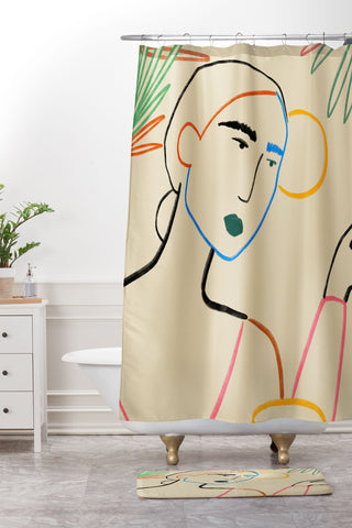 sandrapoliakov COFFEE IN THE GARDEN Shower Curtain And Mat