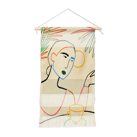 sandrapoliakov COFFEE IN THE GARDEN Wall Hanging Portrait