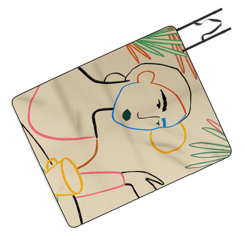 sandrapoliakov COFFEE IN THE GARDEN Outdoor Blanket