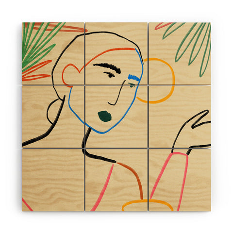 sandrapoliakov COFFEE IN THE GARDEN Wood Wall Mural