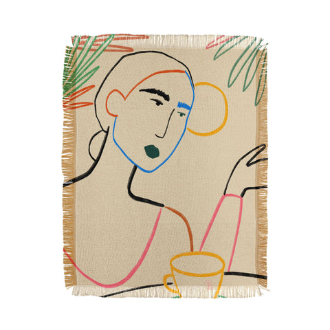 sandrapoliakov COFFEE IN THE GARDEN Throw Blanket
