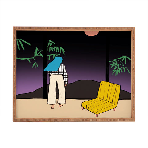 sandrapoliakov FULL MOON MOUNTAIN Rectangular Tray