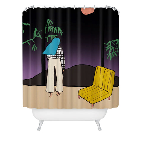 sandrapoliakov FULL MOON MOUNTAIN Shower Curtain