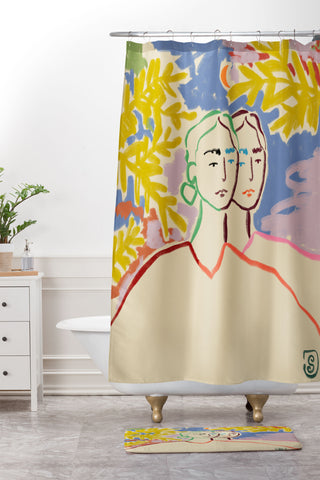 sandrapoliakov GEMENI I Shower Curtain And Mat
