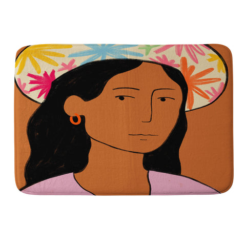 sandrapoliakov GIRL IN A HAT Memory Foam Bath Mat