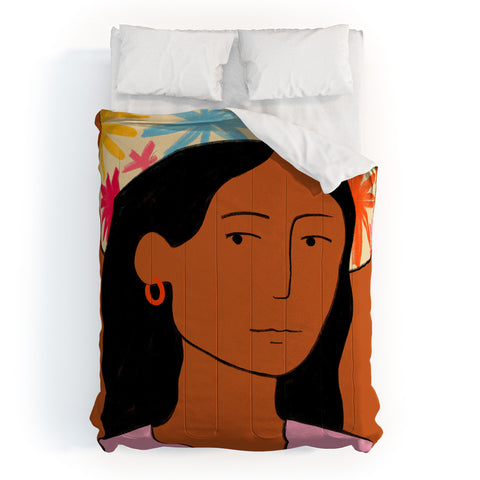 sandrapoliakov GIRL IN A HAT Comforter