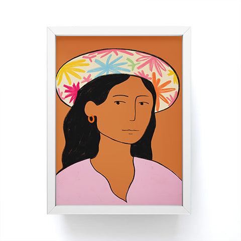 sandrapoliakov GIRL IN A HAT Framed Mini Art Print