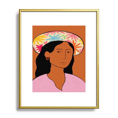 sandrapoliakov GIRL IN A HAT Metal Framed Art Print