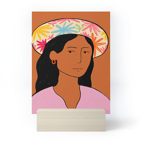 sandrapoliakov GIRL IN A HAT Mini Art Print