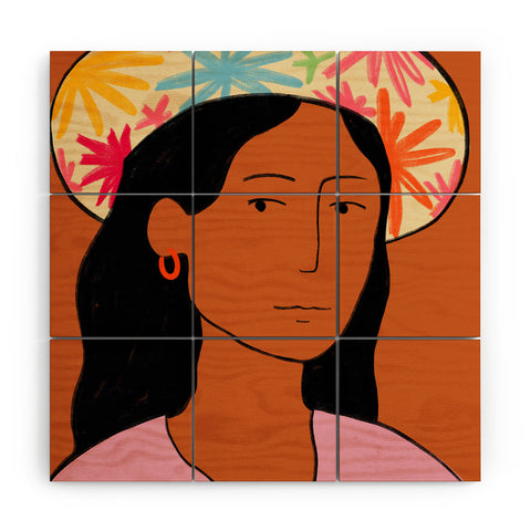 sandrapoliakov GIRL IN A HAT Wood Wall Mural