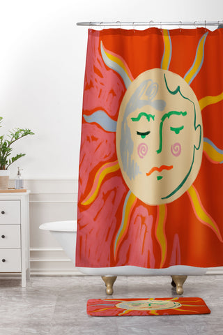 sandrapoliakov HELIOS I Shower Curtain And Mat