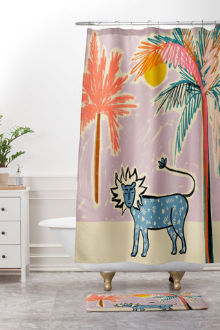 sandrapoliakov LEO I Shower Curtain And Mat